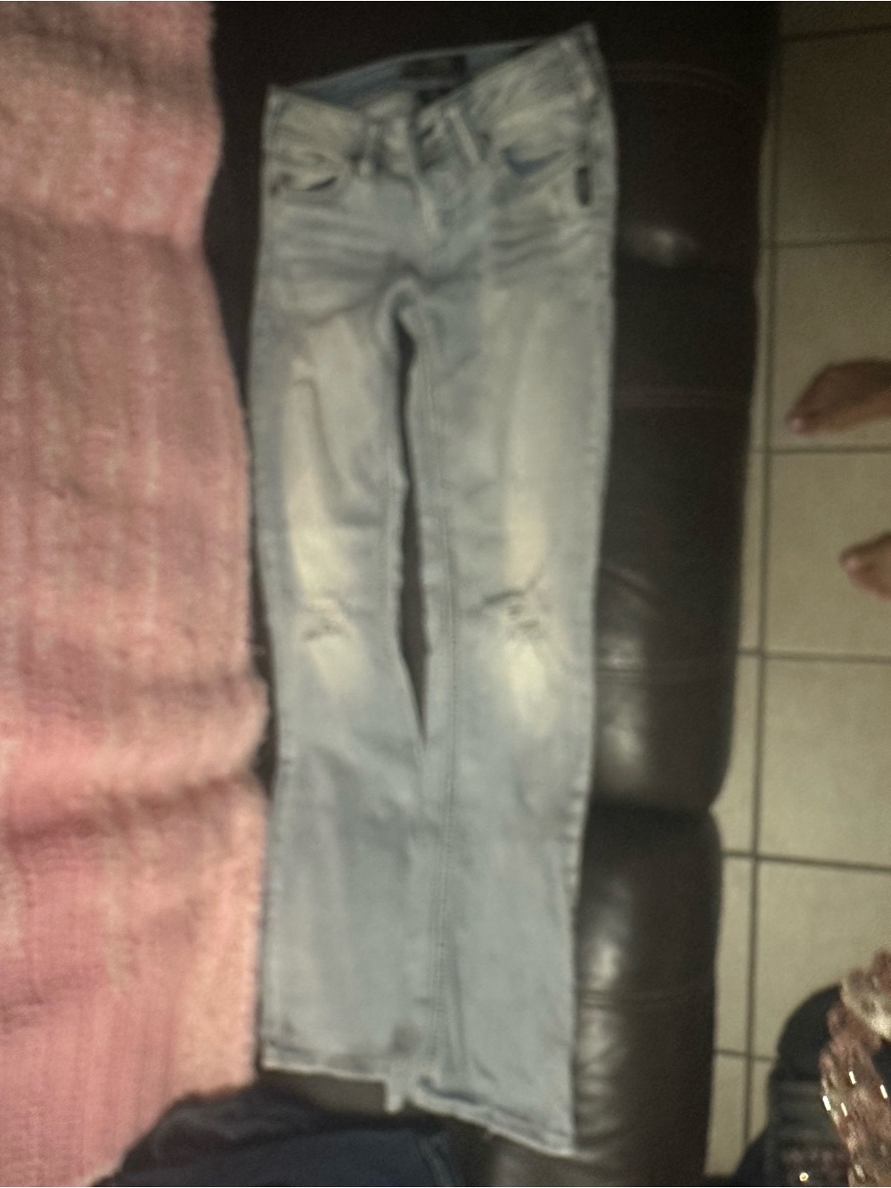 Silver Jeans Light Blue Boot Cut Jeans with Knee Distressing
